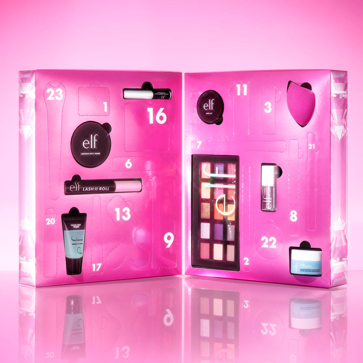 e.l.f. 24-Day Advent Calendar side view displaying product doors