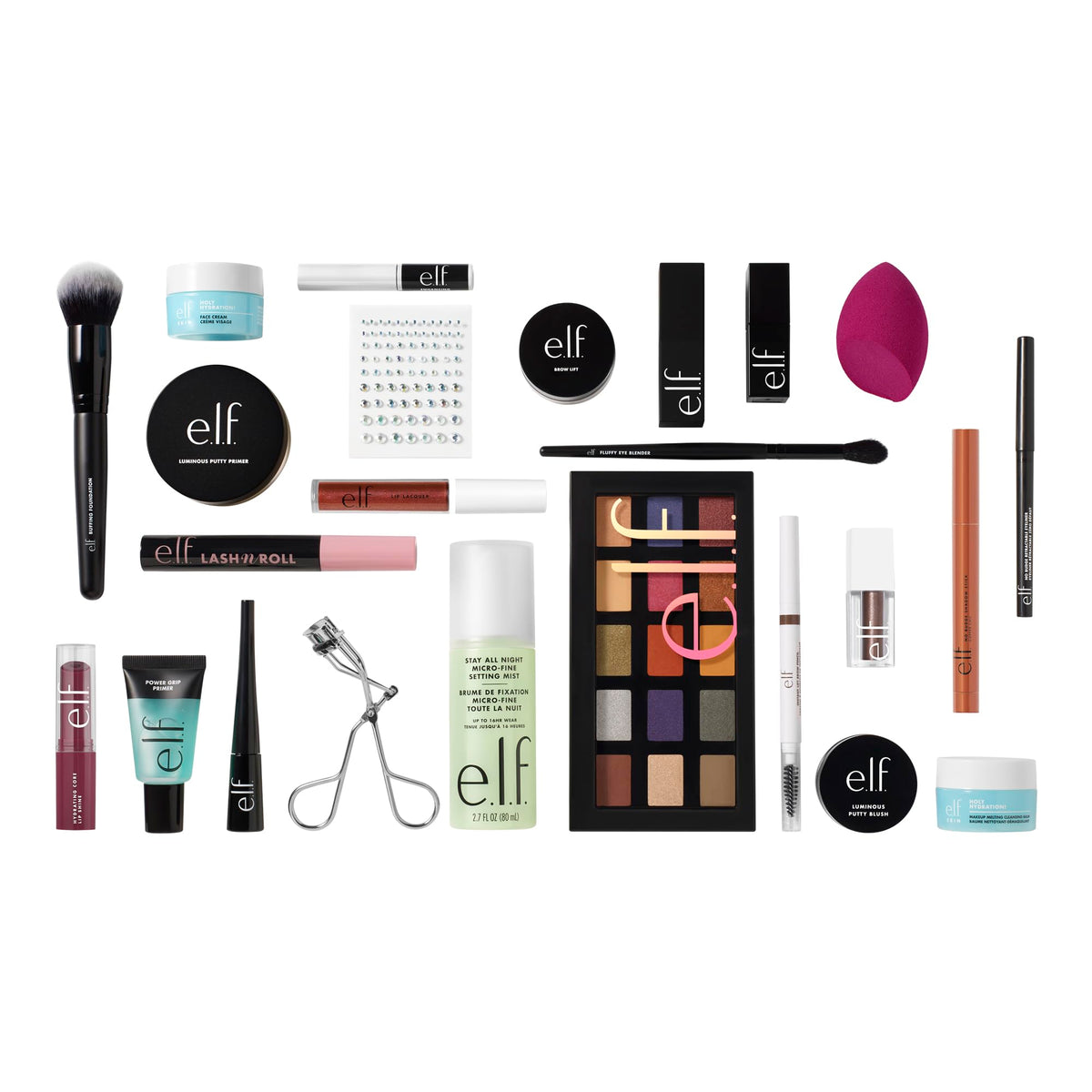 e.l.f. Advent Calendar opened showing various skincare and makeup products