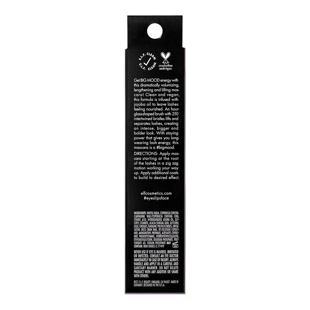 e.l.f. Big Mood Mascara product details on box