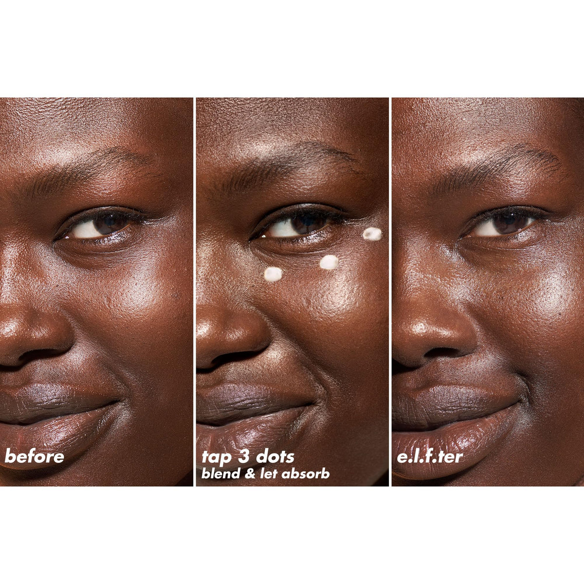 e.l.f. Bright + Brew-tiful Eye Cream on vanity with other beauty products
