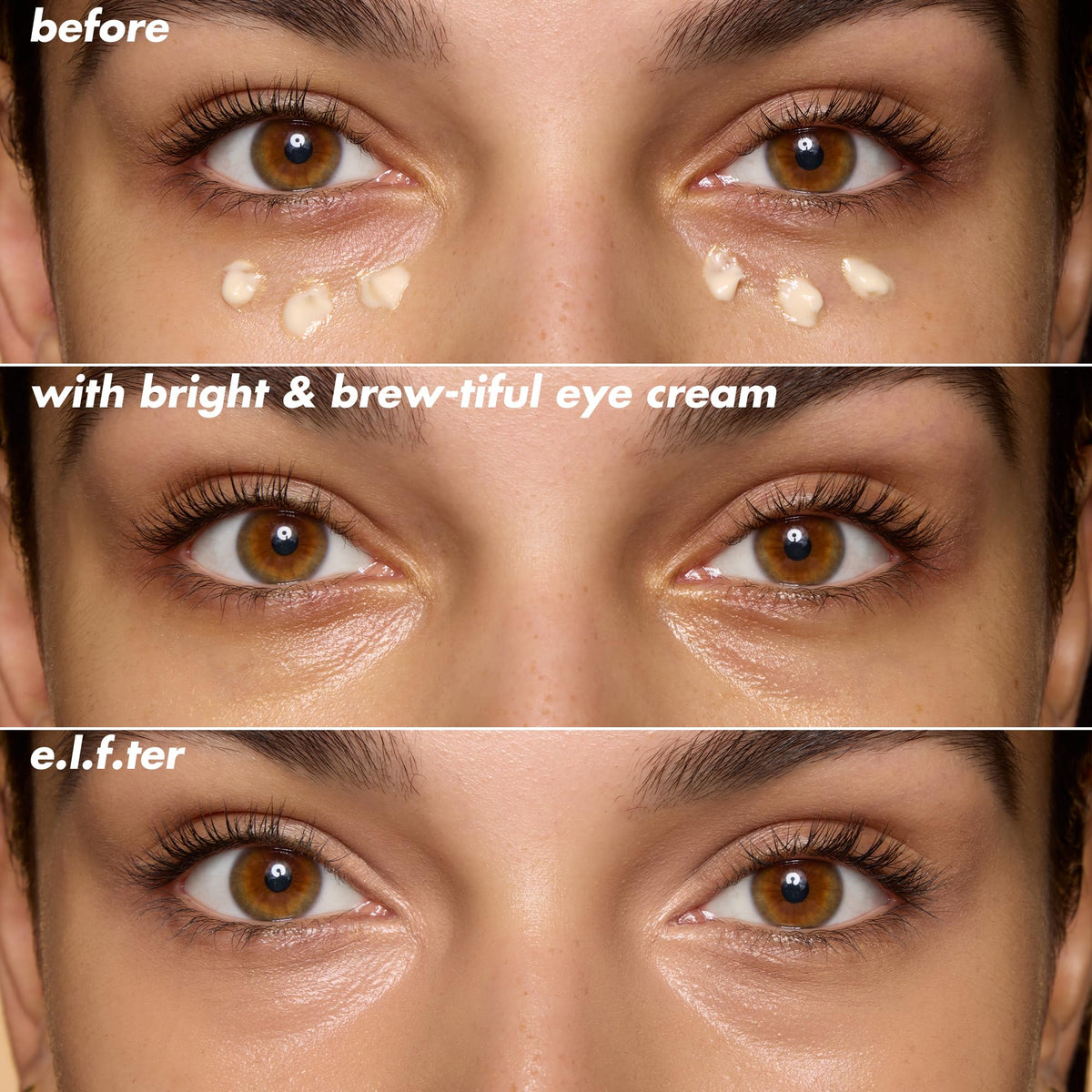 e.l.f. Bright + Brew-tiful Eye Cream side view showing jar
