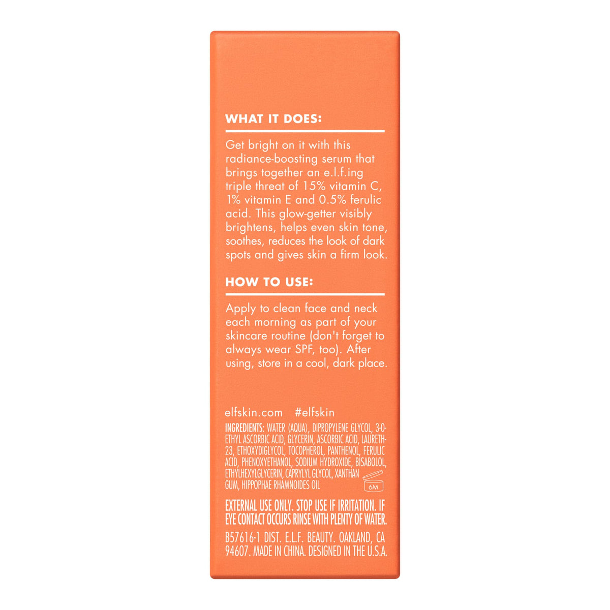 e.l.f. Bright Icon Vitamin C + E Serum Mini packaging details