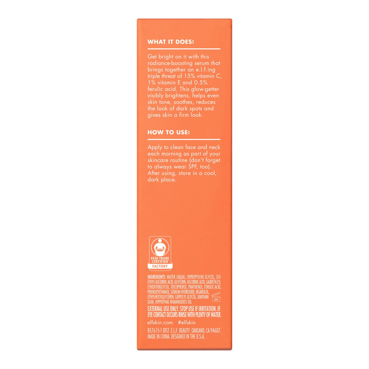 e.l.f. Bright Icon Vitamin C + E Serum on vanity