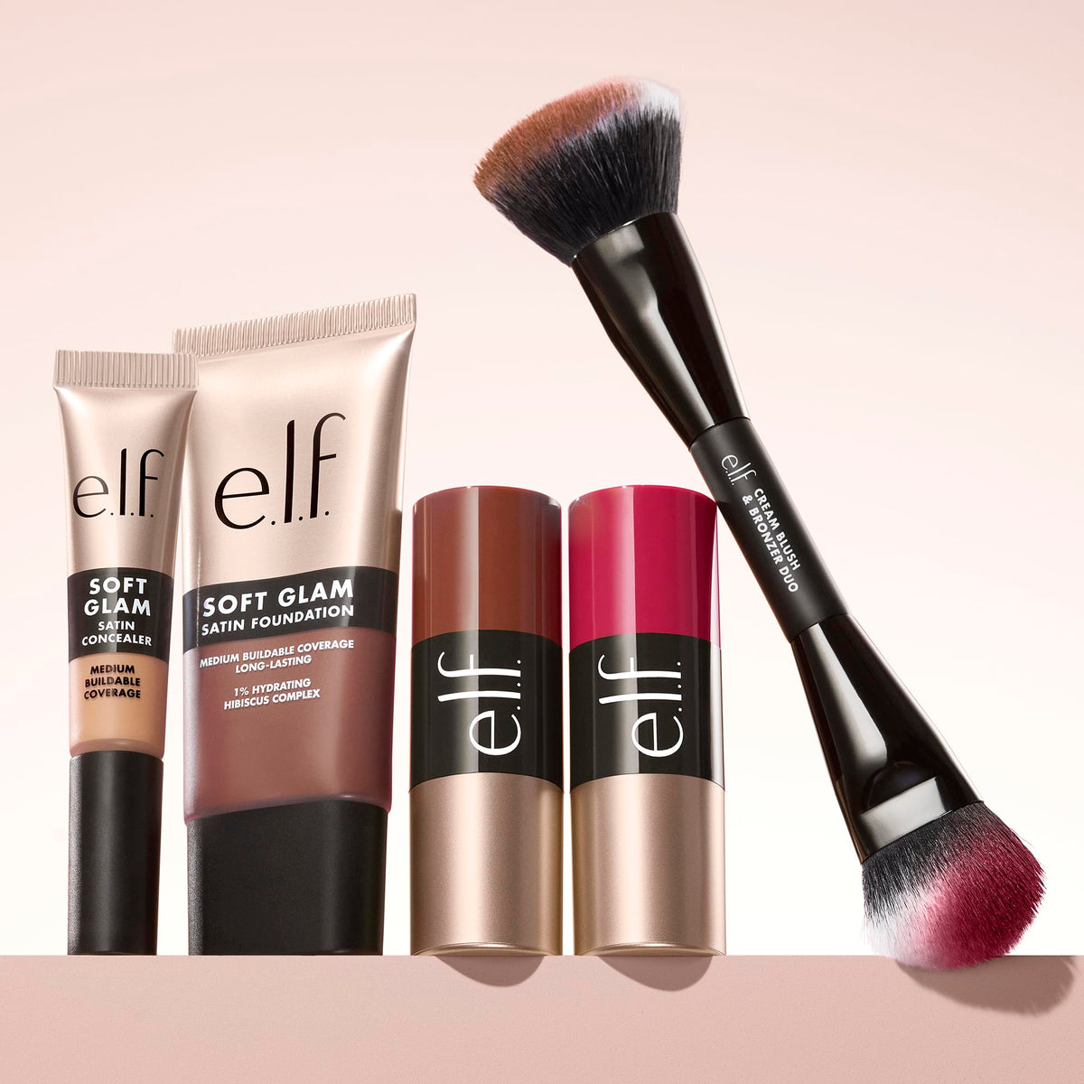 e.l.f. Cream Blush & Bronzer Duo Brush in hand