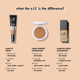e.l.f. Flawless Satin Foundation Maple on makeup table
