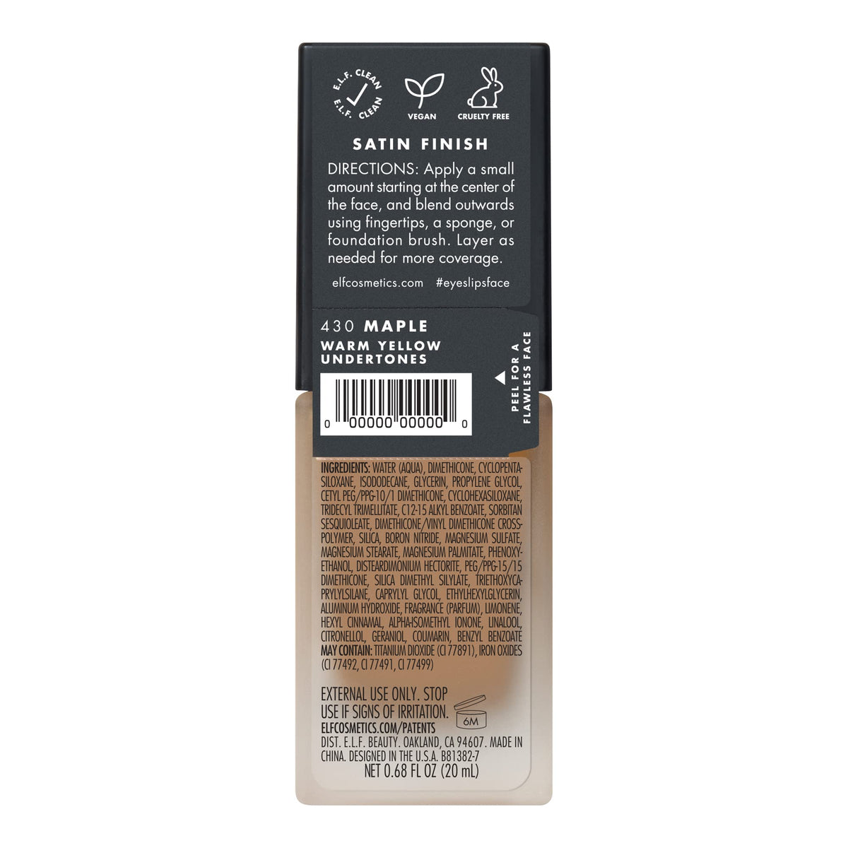 e.l.f. Flawless Satin Foundation Maple with applicator