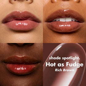 e.l.f. Glow Reviver Lip Oil Hot as Fudge applicator close-up