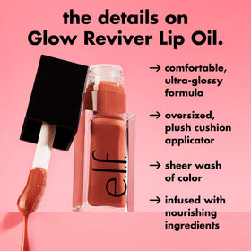 e.l.f. Glow Reviver Lip Oil Pink Quartz on lips