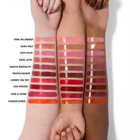 e.l.f. Glow Reviver Lip Oil Stick Truffle-maker on model's lips