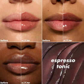 e.l.f. Glow Reviver Plumping Lip Oil Espresso Tonic applicator close-up