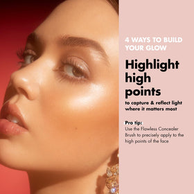 e.l.f. Halo Glow Liquid Filter 4 Medium application with makeup brush