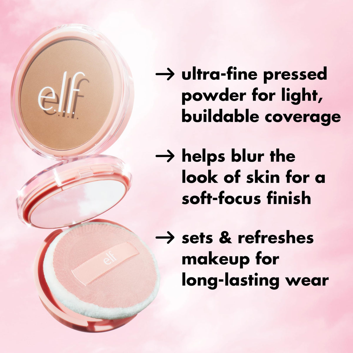 e.l.f. Halo Glow Powder Filter Light Warm on makeup table