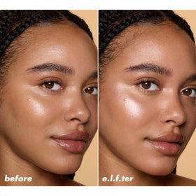 e.l.f. Halo Glow Silky Powder Highlighter on makeup table