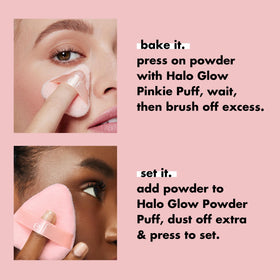 e.l.f. Halo Glow Soft Focus Setting Powder with makeup products