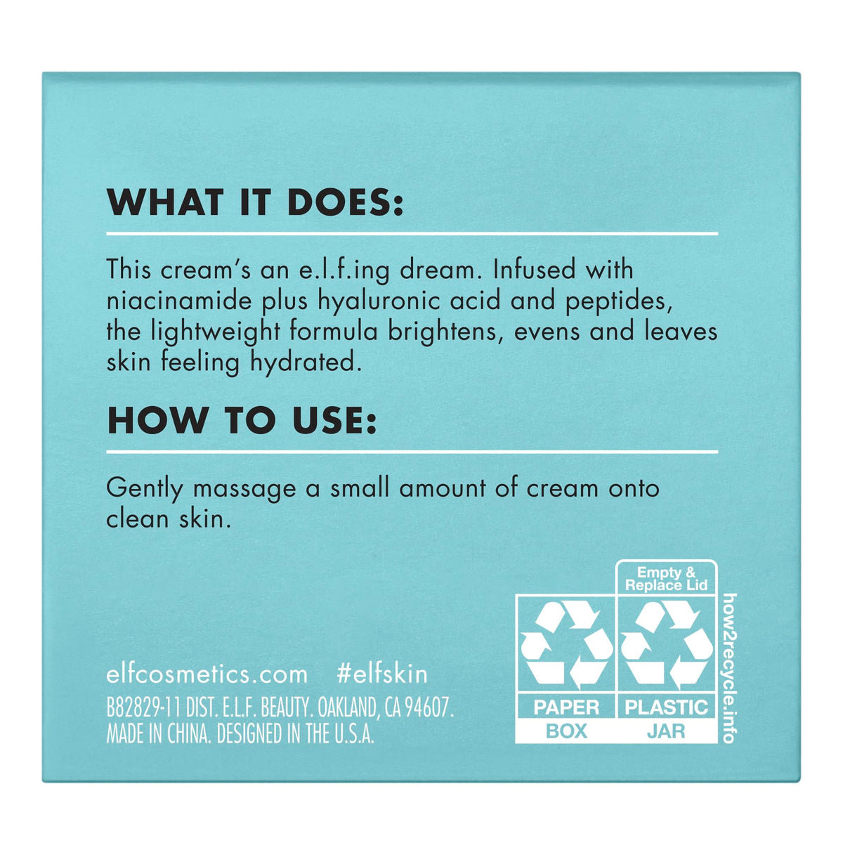 e.l.f. Holy Hydration! Face Cream ingredients list