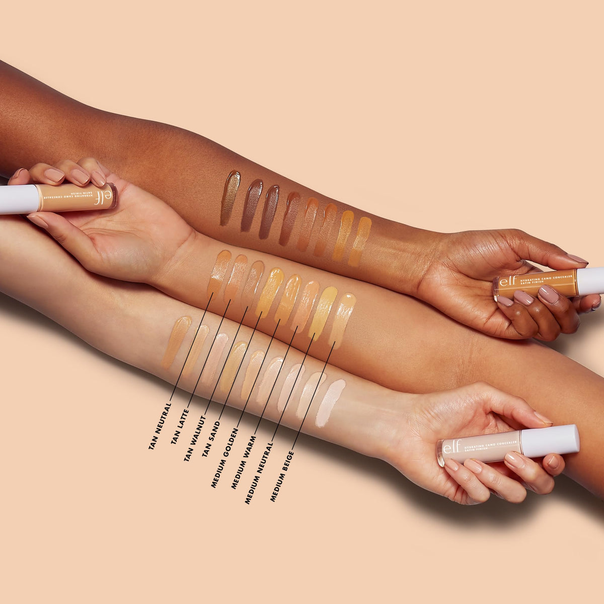 e.l.f. Hydrating Satin Camo Concealer Medium Beige with brush