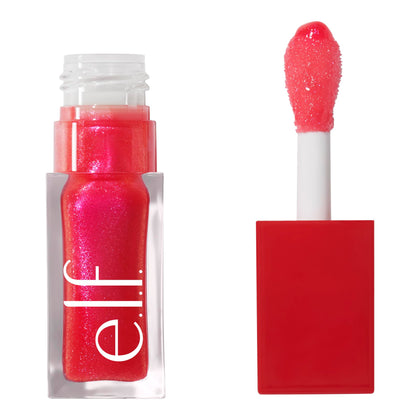 e.l.f. Jelly Pop Glow Reviver Lip Oil front view with watermelon pink shade
