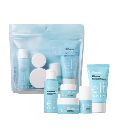 e.l.f. Jet Set Hydration Kit travel-sized skincare products