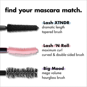 e.l.f. Lash XTNDR Mascara Deep Brown product with makeup accessories