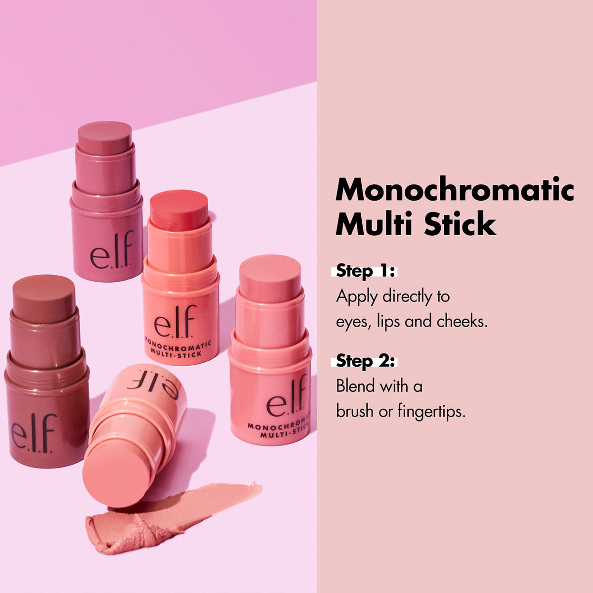 e.l.f. Monochromatic Multi Stick Luminous Berry applied on lips