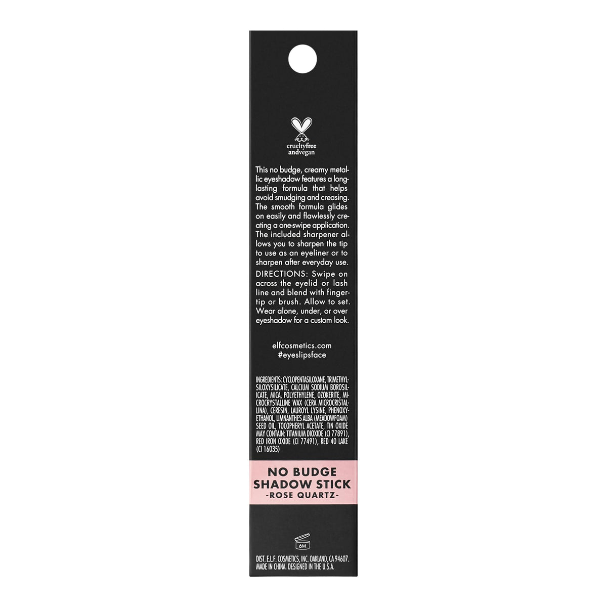 e.l.f. No Budge Shadow Stick Rose Quartz packaging