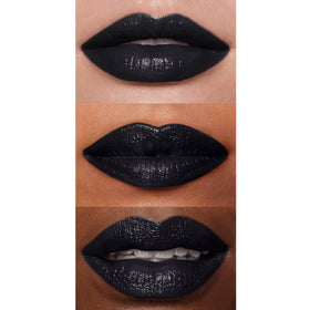 e.l.f. O Face Satin Lipstick applied on model's lips
