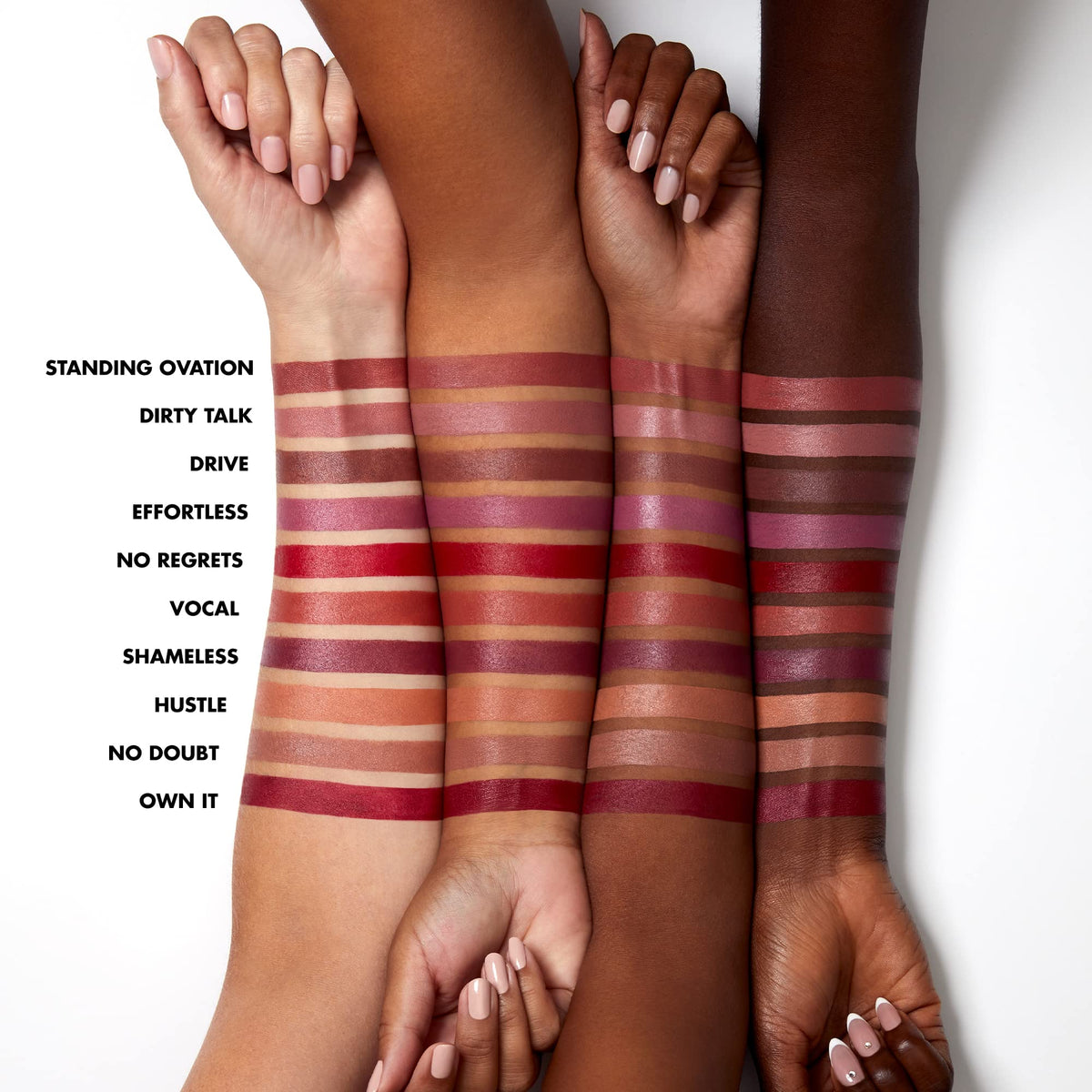 e.l.f. O Face Satin Lipstick Dirty Talk swatch on skin