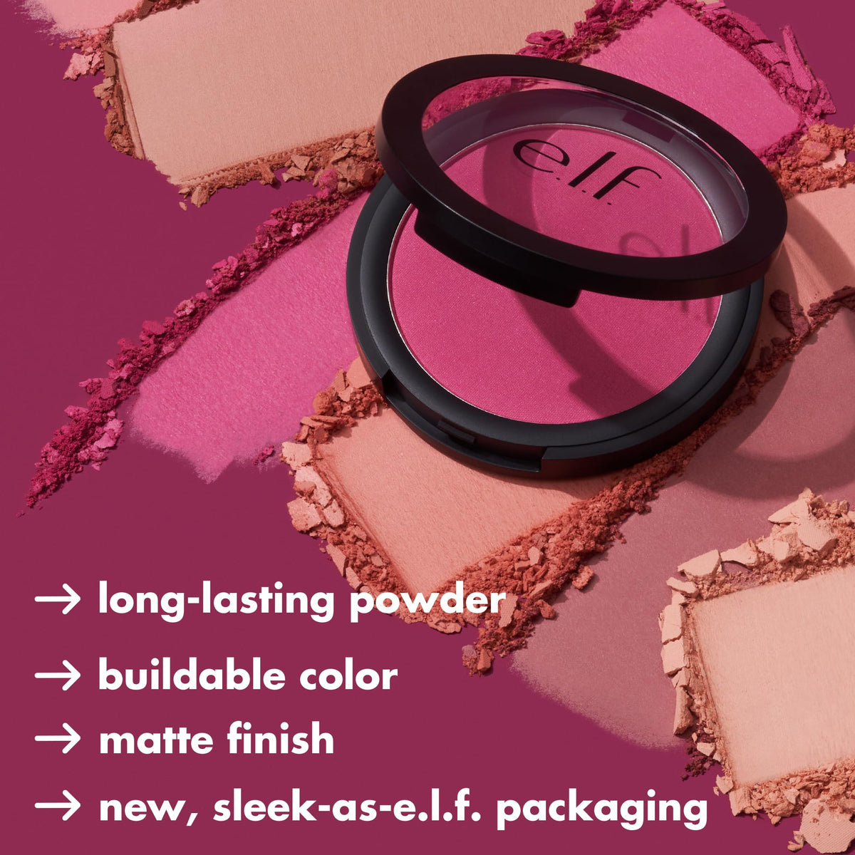 e.l.f. Primer-Infused Blush application with brush