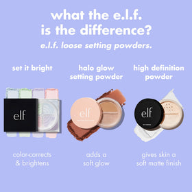 e.l.f. Set it Bright Powder Quad displayed on vanity