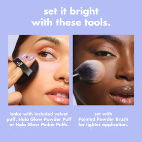 e.l.f. Set it Bright Powder Quad Fair application with brush