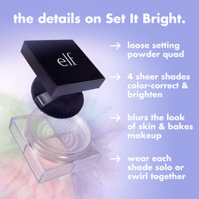 e.l.f. Set it Bright Powder Quad Fair back view with ingredient list