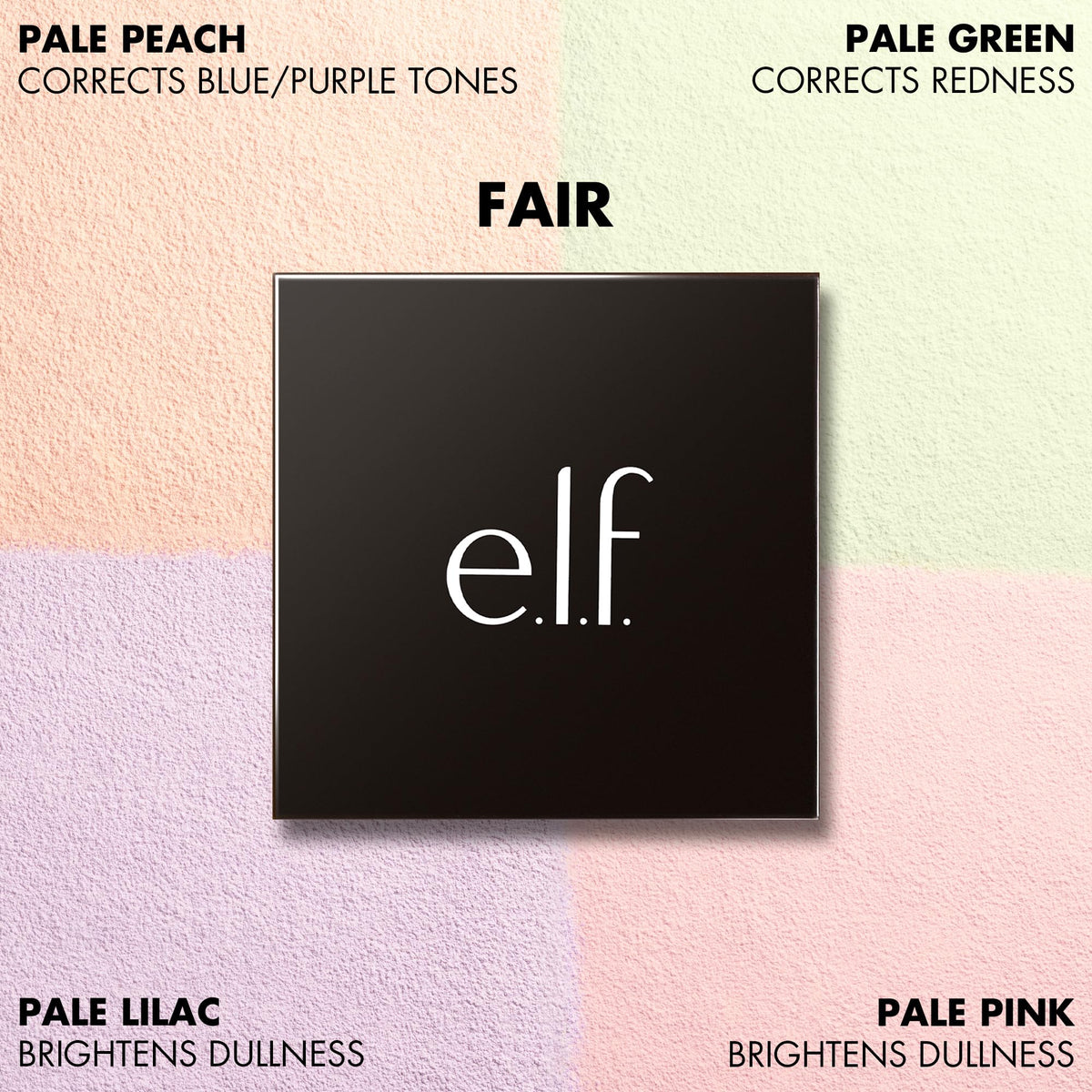 e.l.f. Set it Bright Powder Quad Fair showing included velvet puff