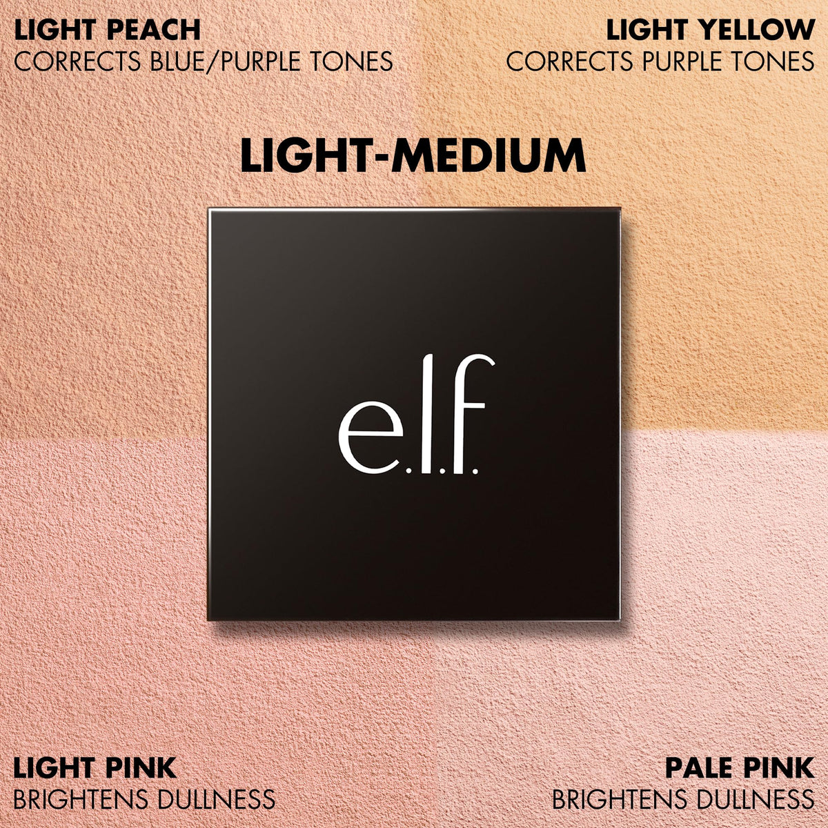 e.l.f. Set it Bright Powder Quad showing included velvet puff