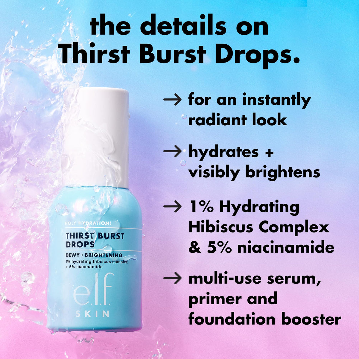 e.l.f. SKIN Holy Hydration! Thirst Burst Drops Mini Serum back view