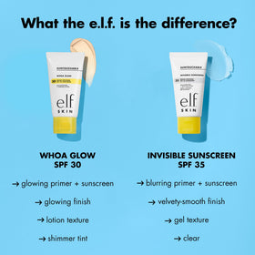 e.l.f. SKIN Suntouchable Invisible SPF 35 Sunscreen with makeup products