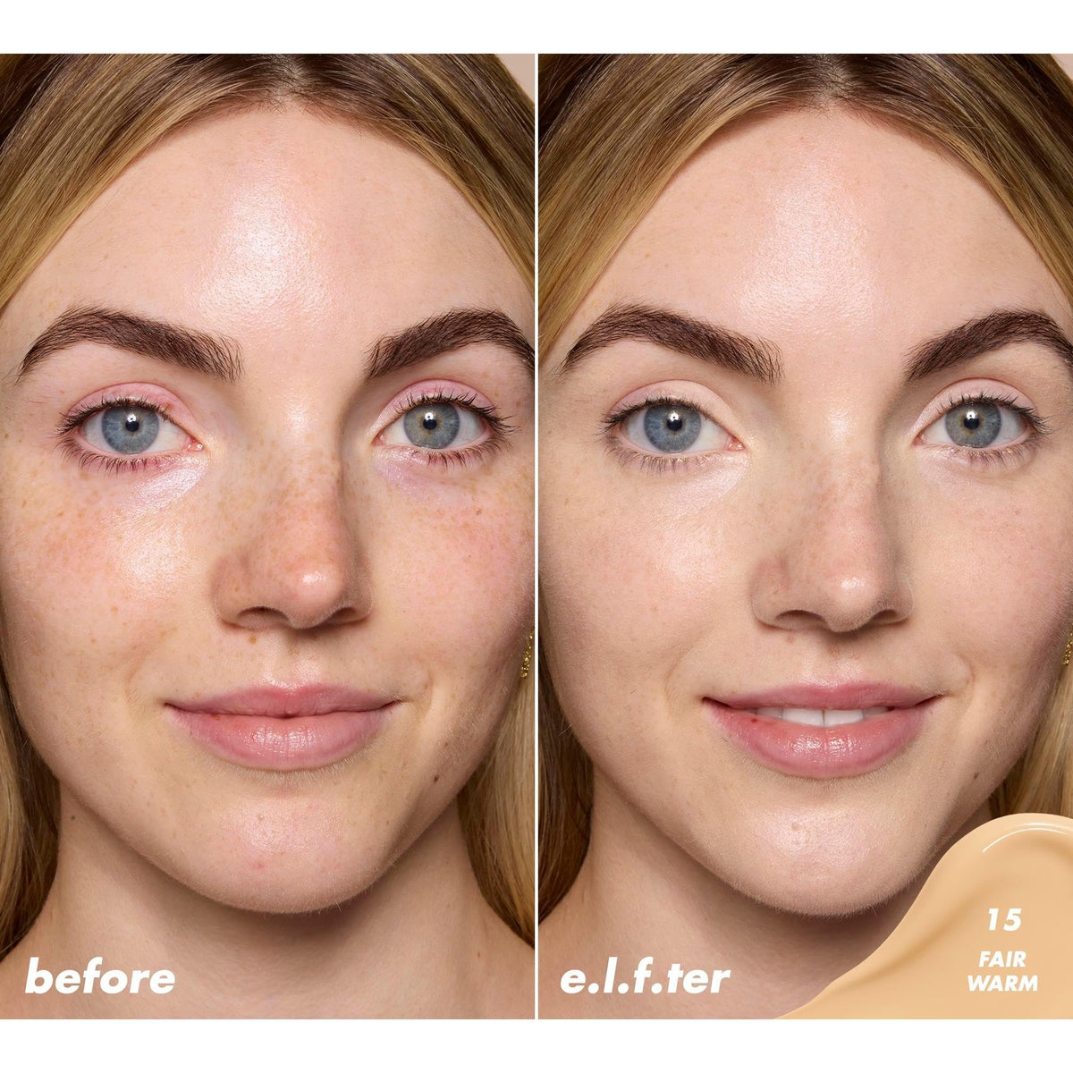 e.l.f. Soft Glam Satin Concealer 15 Fair Warm swatch on skin