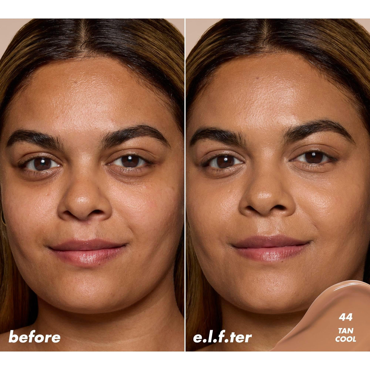 e.l.f. Soft Glam Satin Concealer 44 Tan Cool swatch on skin