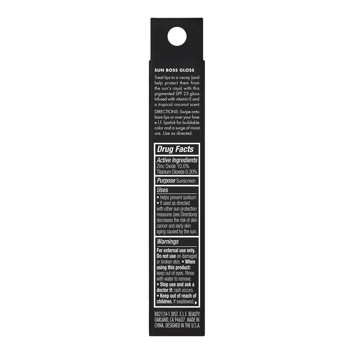 e.l.f. Sun Boss Gloss SPF 25 ingredients list