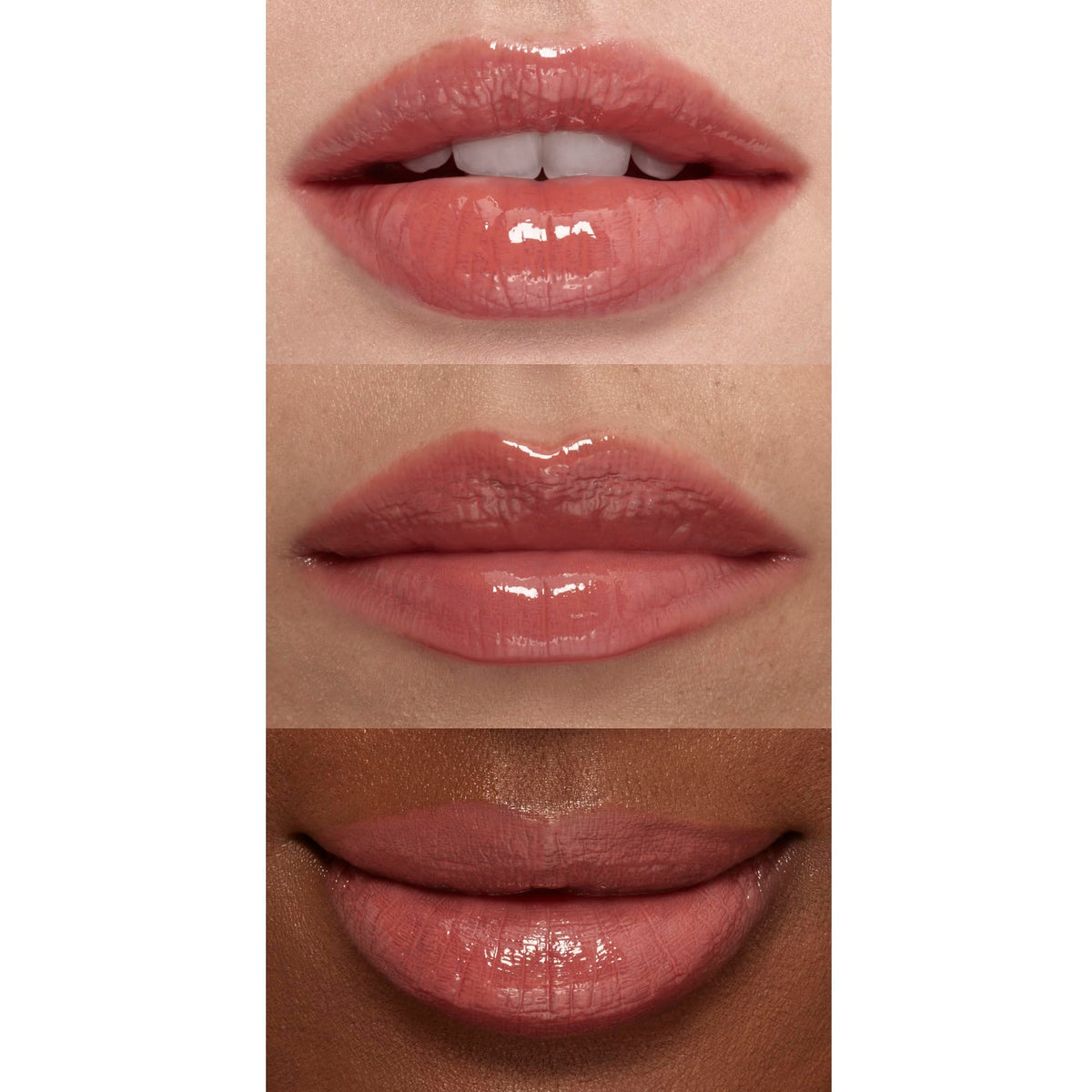 e.l.f. Sun Boss Gloss SPF 25 Peachy Kween texture on lips