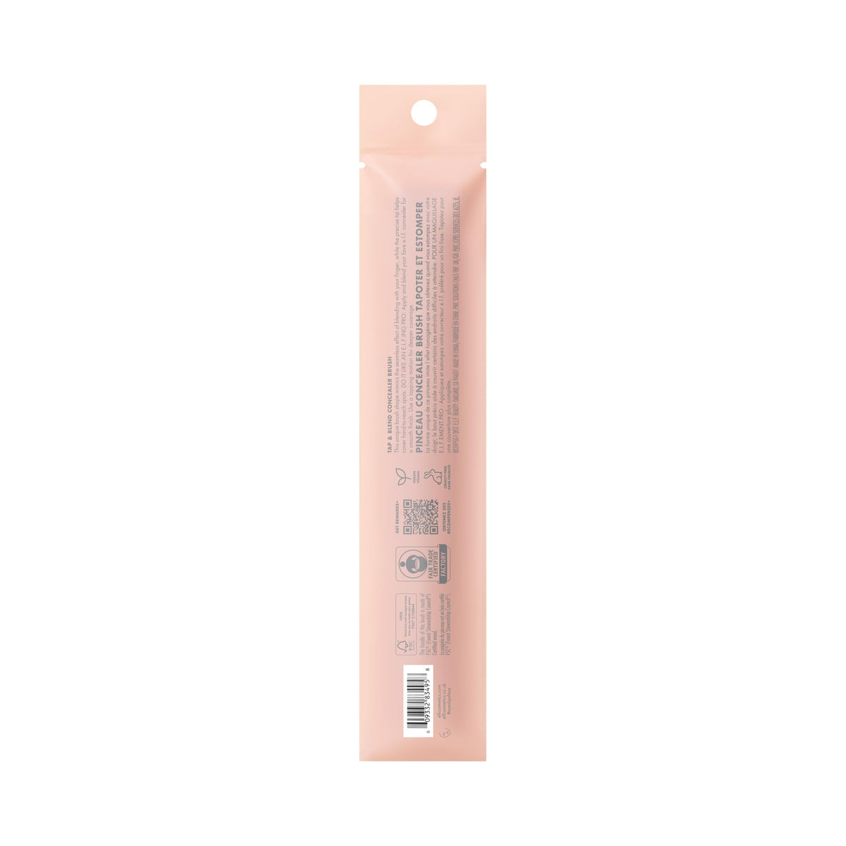 e.l.f. Tap & Blend Concealer Brush on a vanity with makeup products