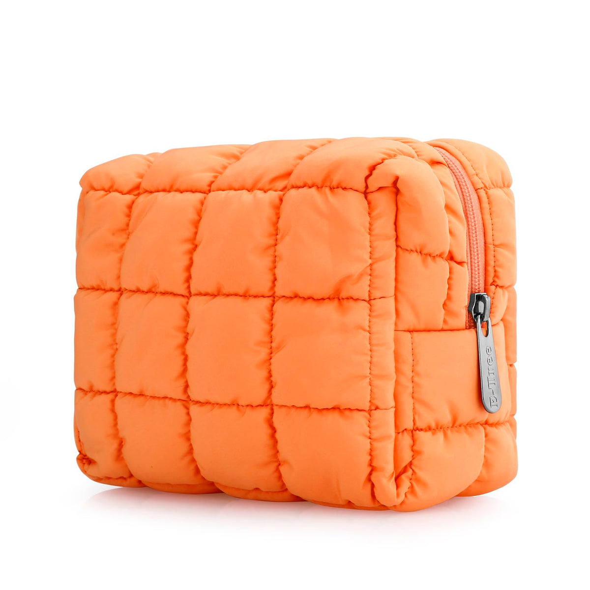 E-Tree Cute Makeup Bag front view in orange with quilted design