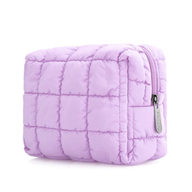 E-Tree Cute Makeup Bag front view in purple with quilted design