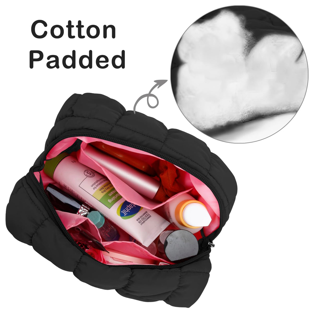 E-Tree Cute Makeup Bag open showing interior storage
