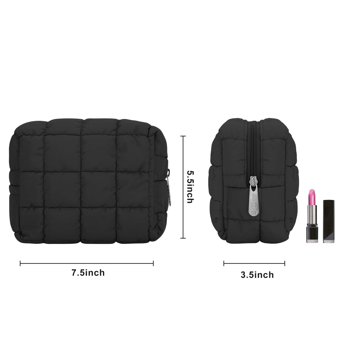 E-Tree Cute Makeup Bag side view showcasing zipper