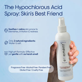 e11ement Hypochlorous Acid Spray mist application on skin
