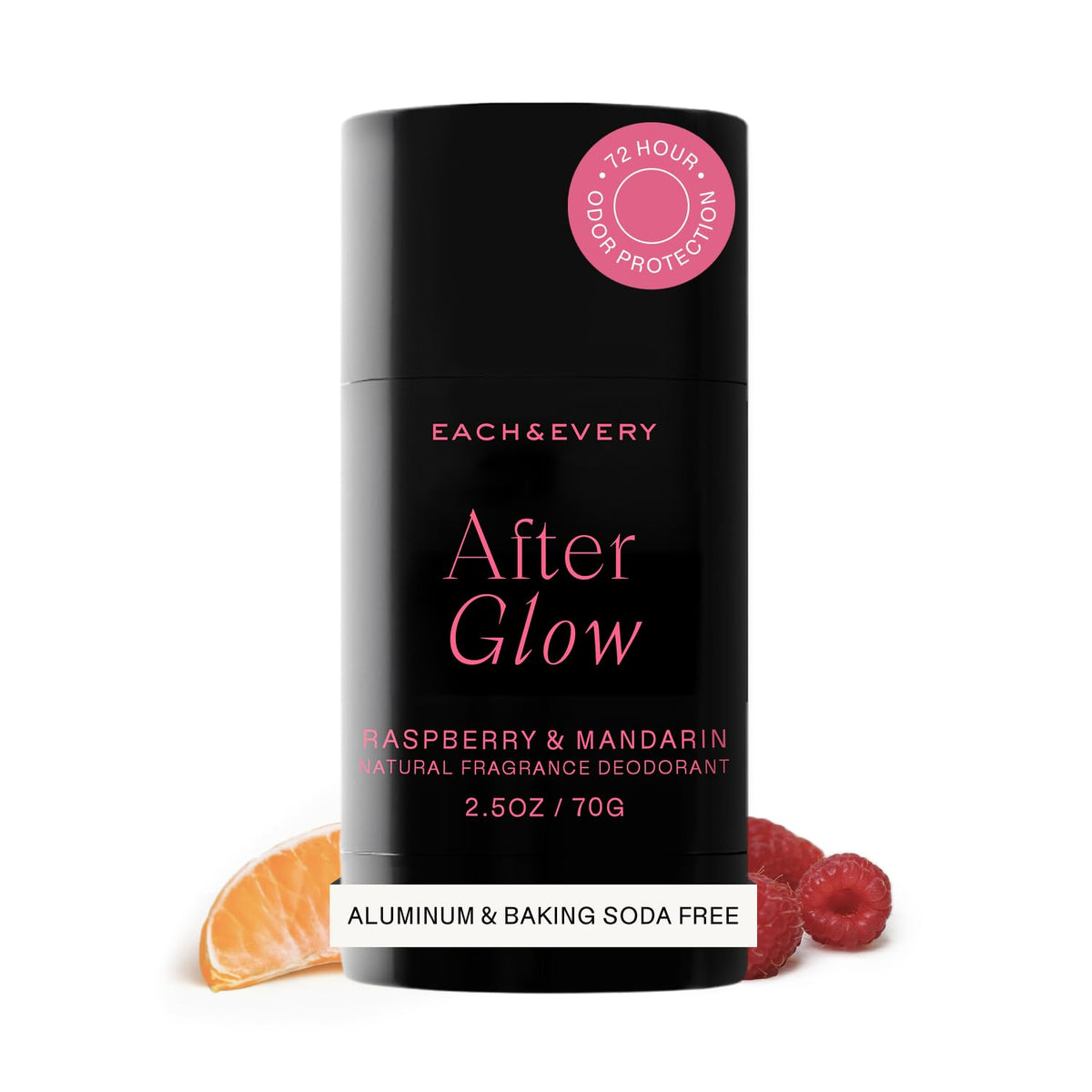 Each & Every Natural Deodorant 2.5oz front view with Raspberry & Mandarin scent
