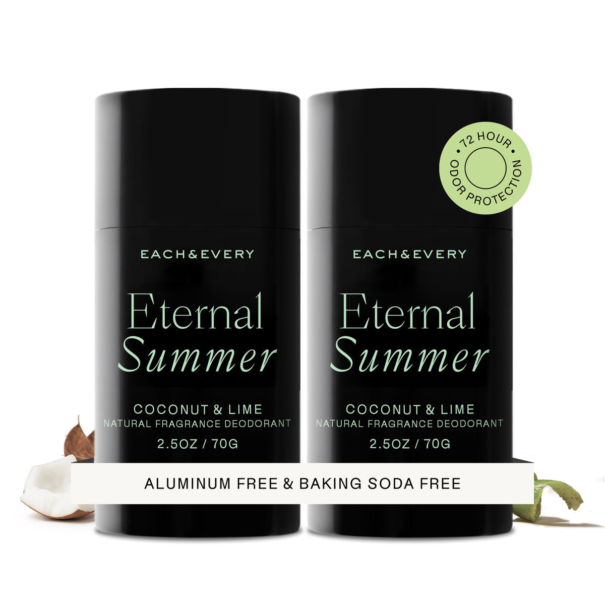 Each & Every Natural Deodorant 2 Pack Coconut & Lime front view