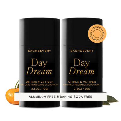 Each & Every Natural Deodorant 2 Pack front view with citrus and vetiver scent