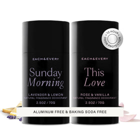 Each & Every Natural Deodorant 2 Pack front view with Lavender & Vanilla