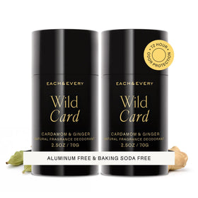 Each & Every Natural Deodorant 2 Pack front view with Wild Card Cardamom & Ginger scent